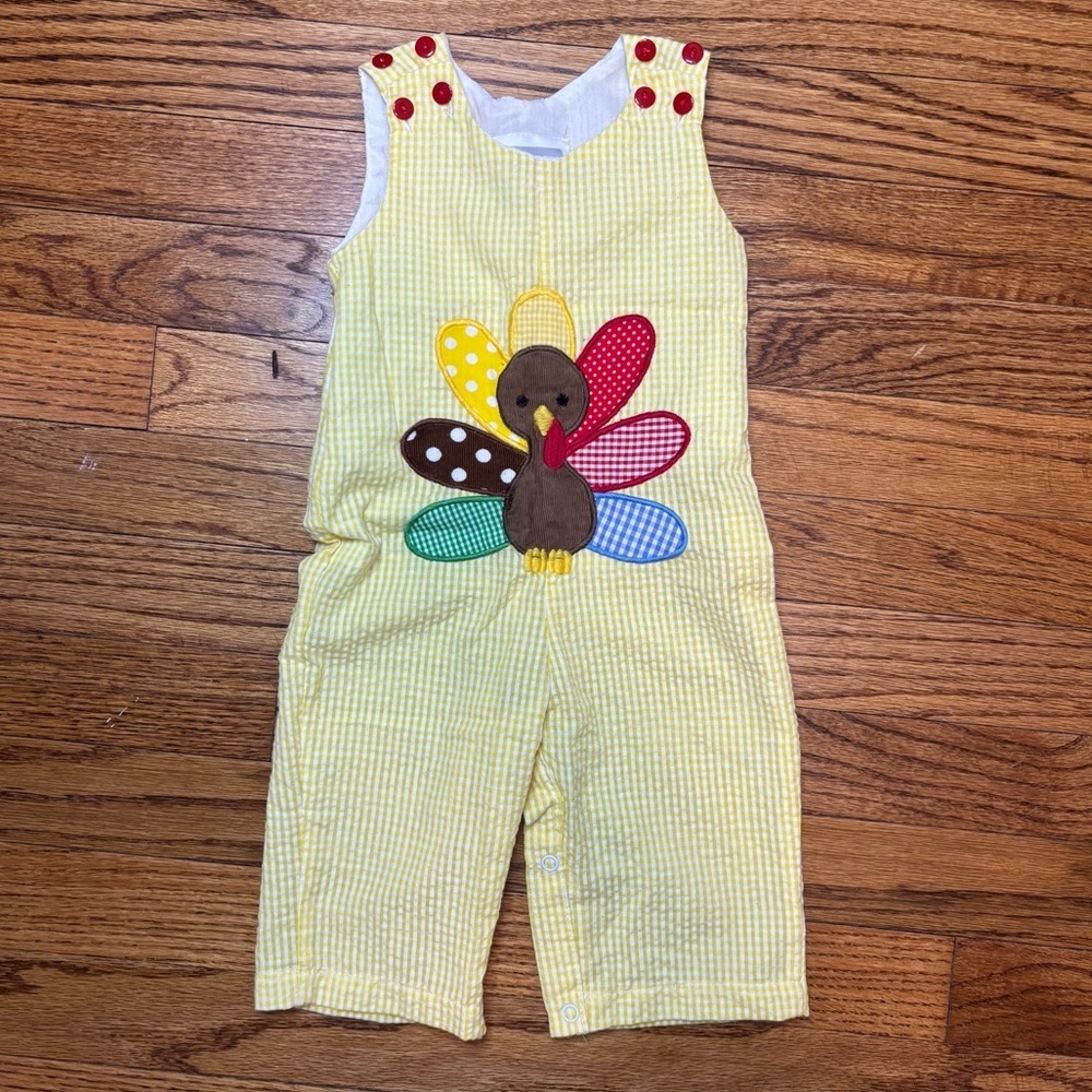 Lil Cactus Baby Overalls with Appliqué Turkey Design, size: 3-6 months